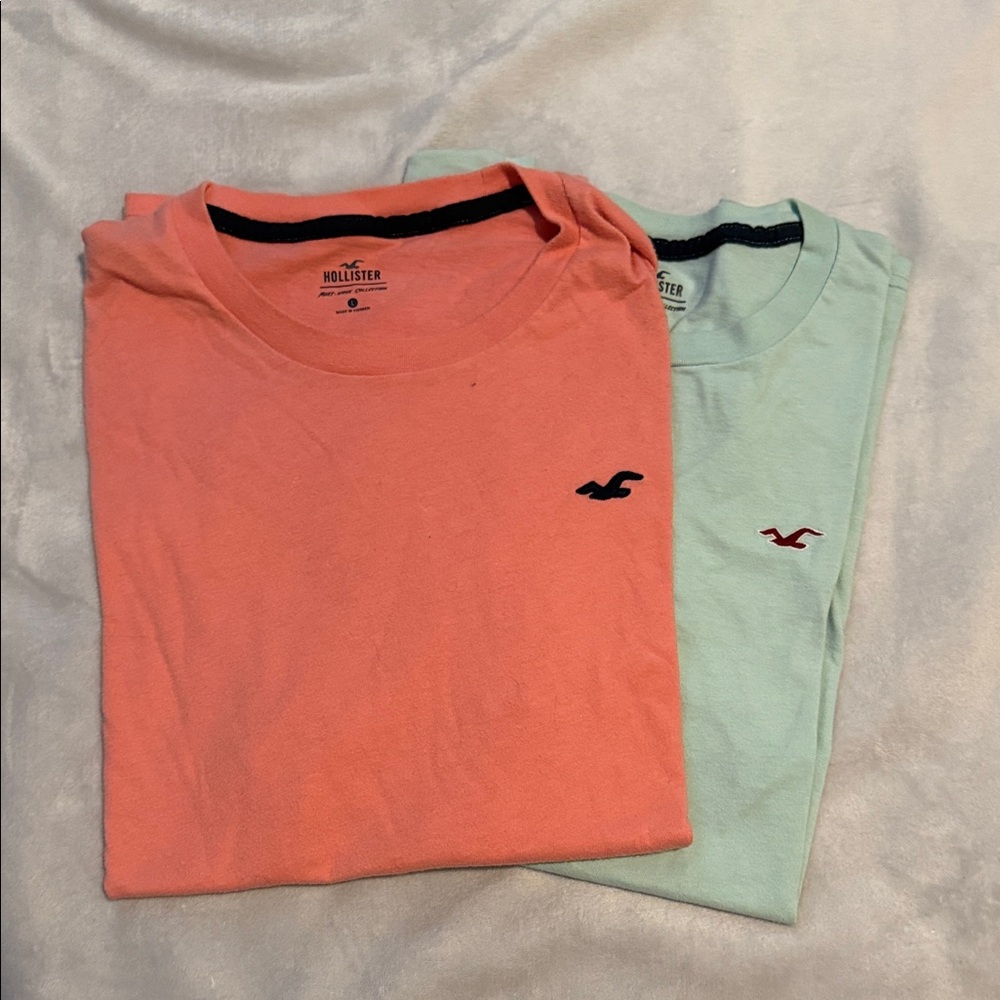 Hollister Peach and Light Green Tees
